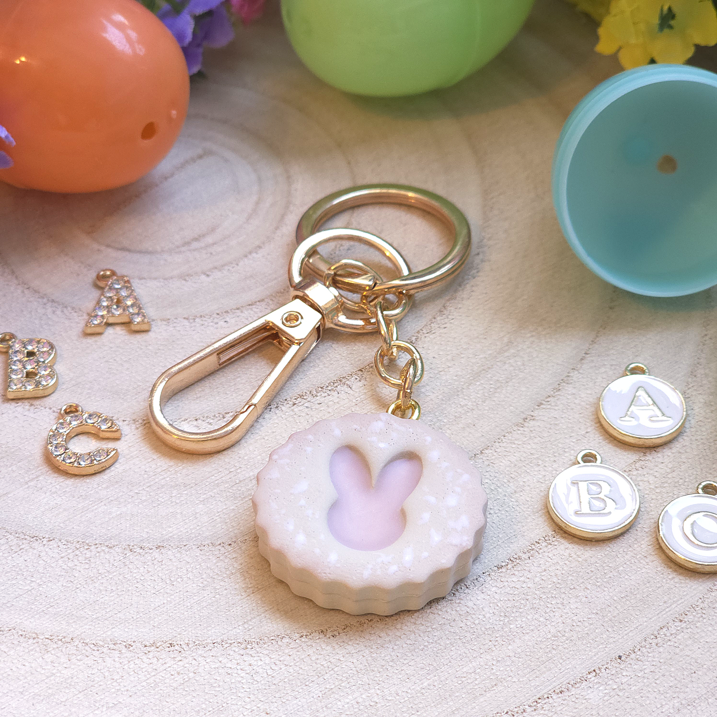 Bunny Sugar Cookie Customizable Keychain Charm