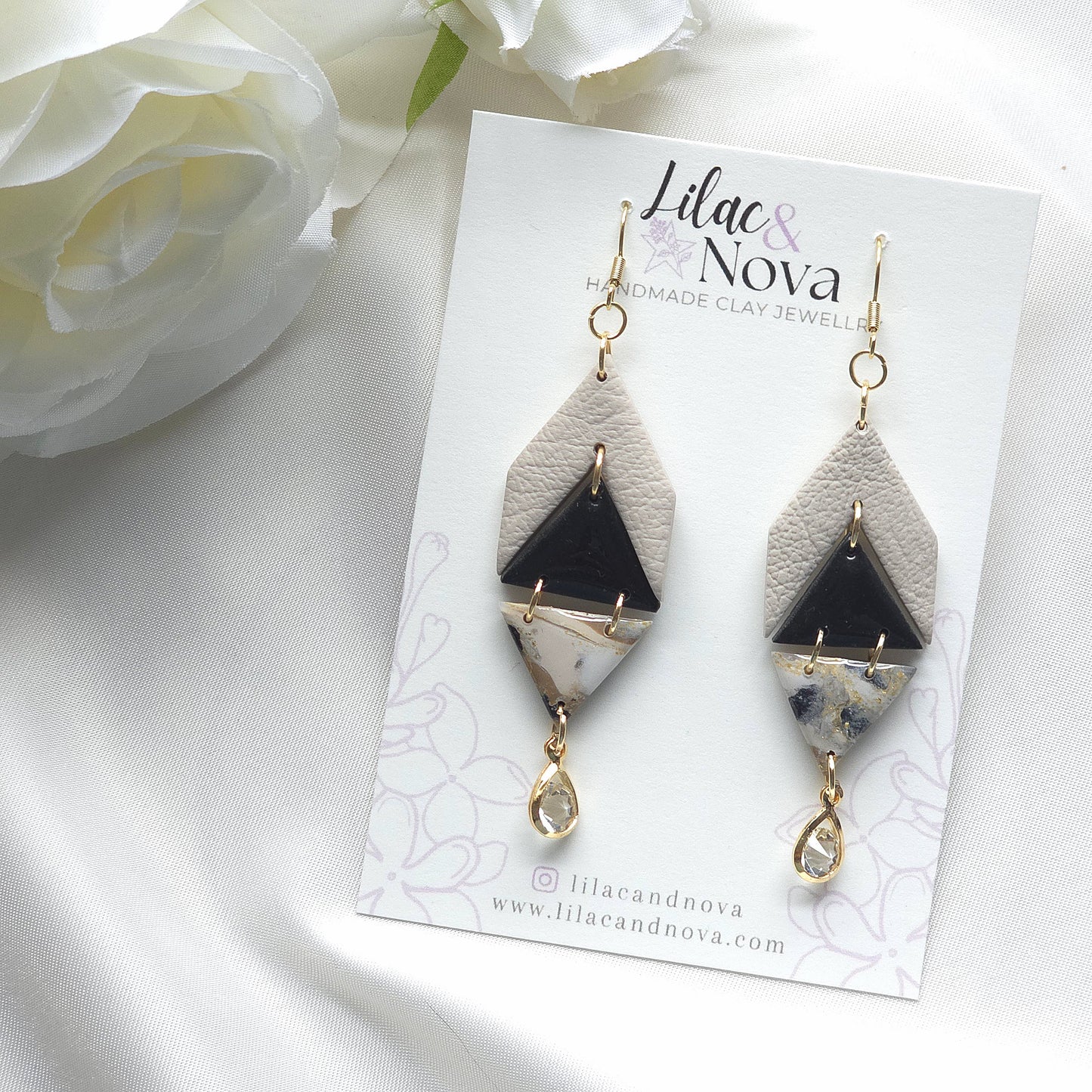 Esme Geometric Marble Style Dangle Earring
