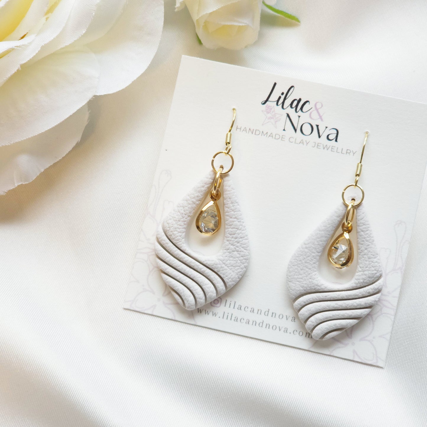 Luna White Gem Accent Drop Earring