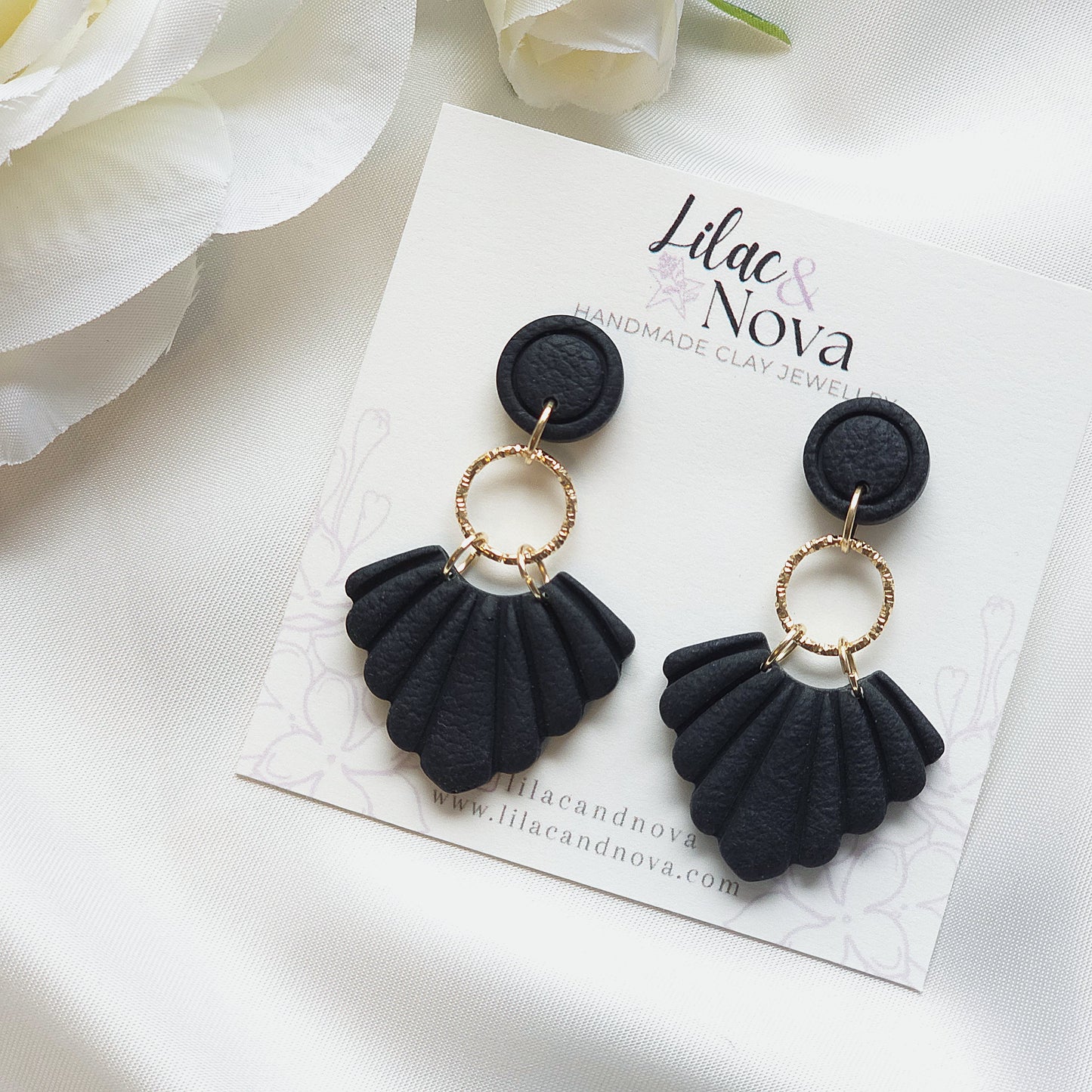 Seraphina Black Circle Bezel Accent Drop Earring