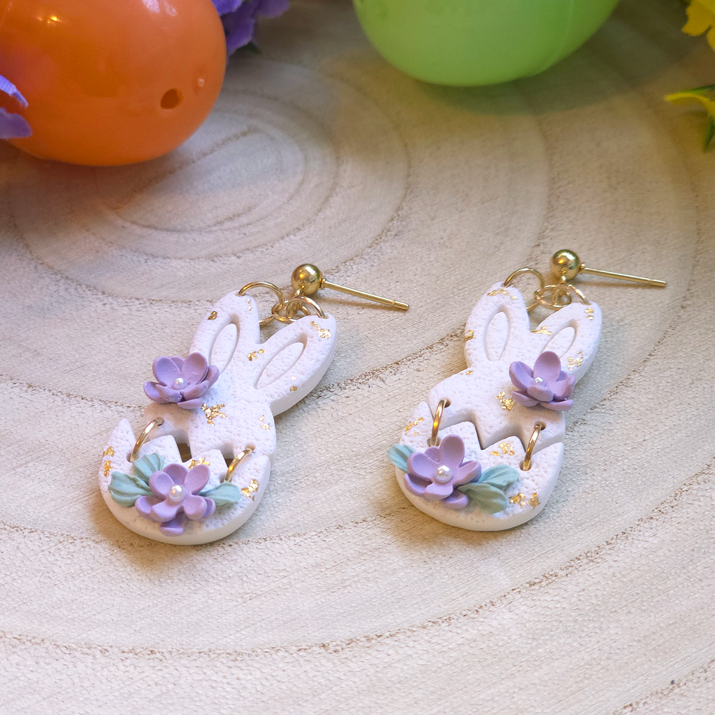 Springtime Bunny Bloom Dangle Earring