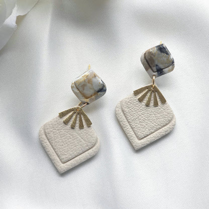 Aurora Neutral Marble Post Dangle Earring