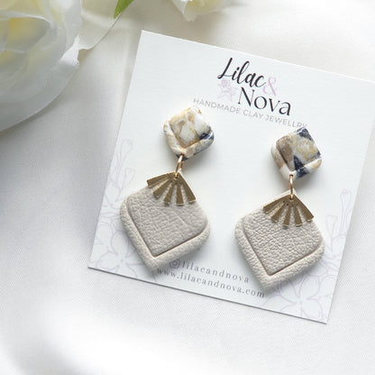 Aurora Neutral Marble Post Dangle Earring