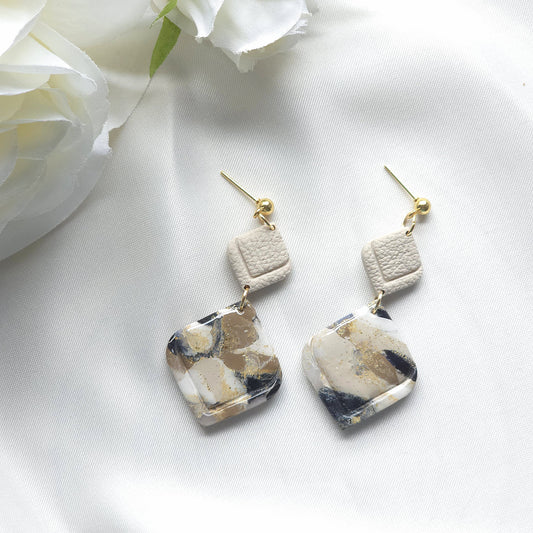 Aurora Neutral Marble Style Dangle Earring