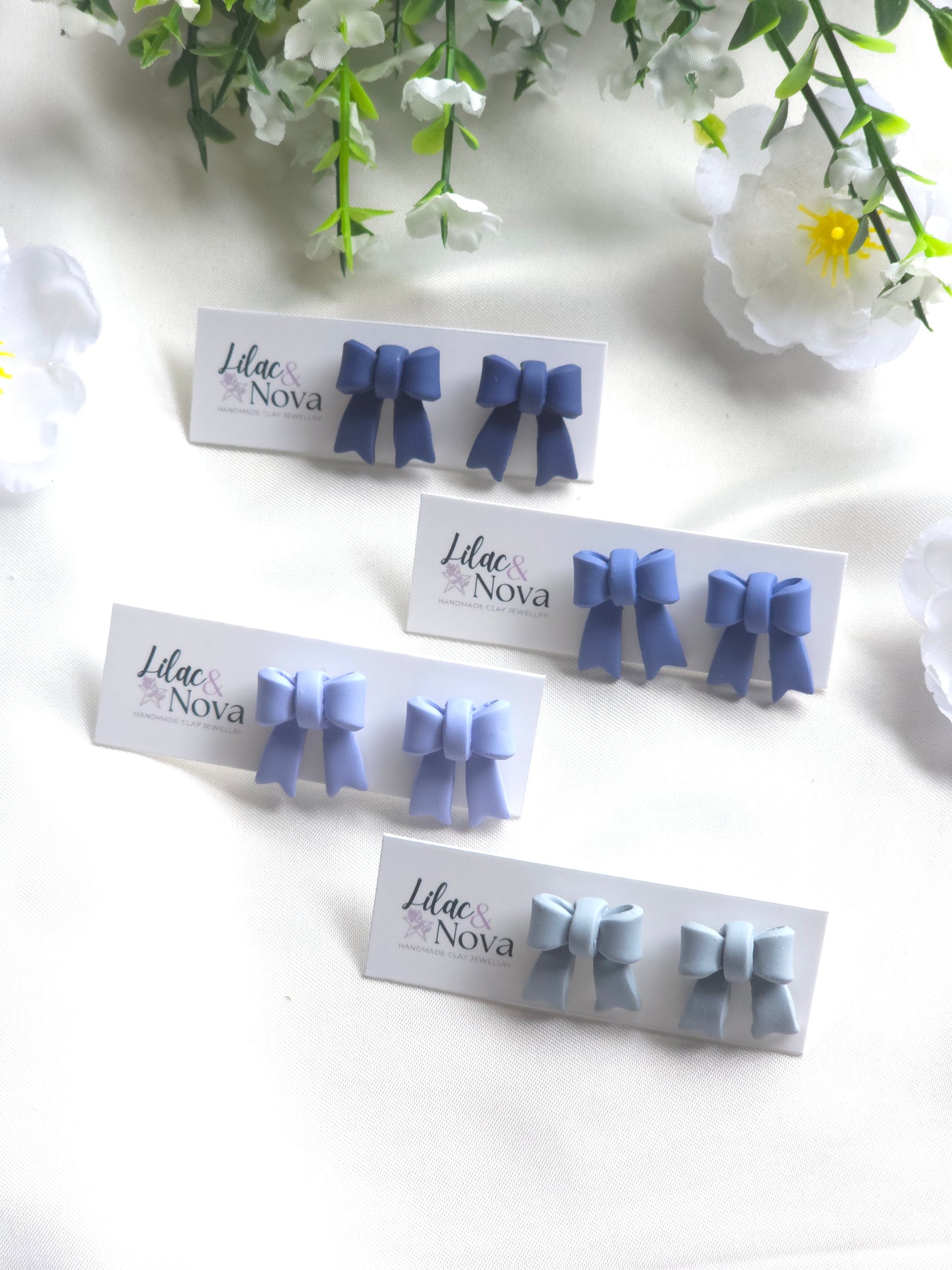 Blue Classic Petite Pastel Bow Stud