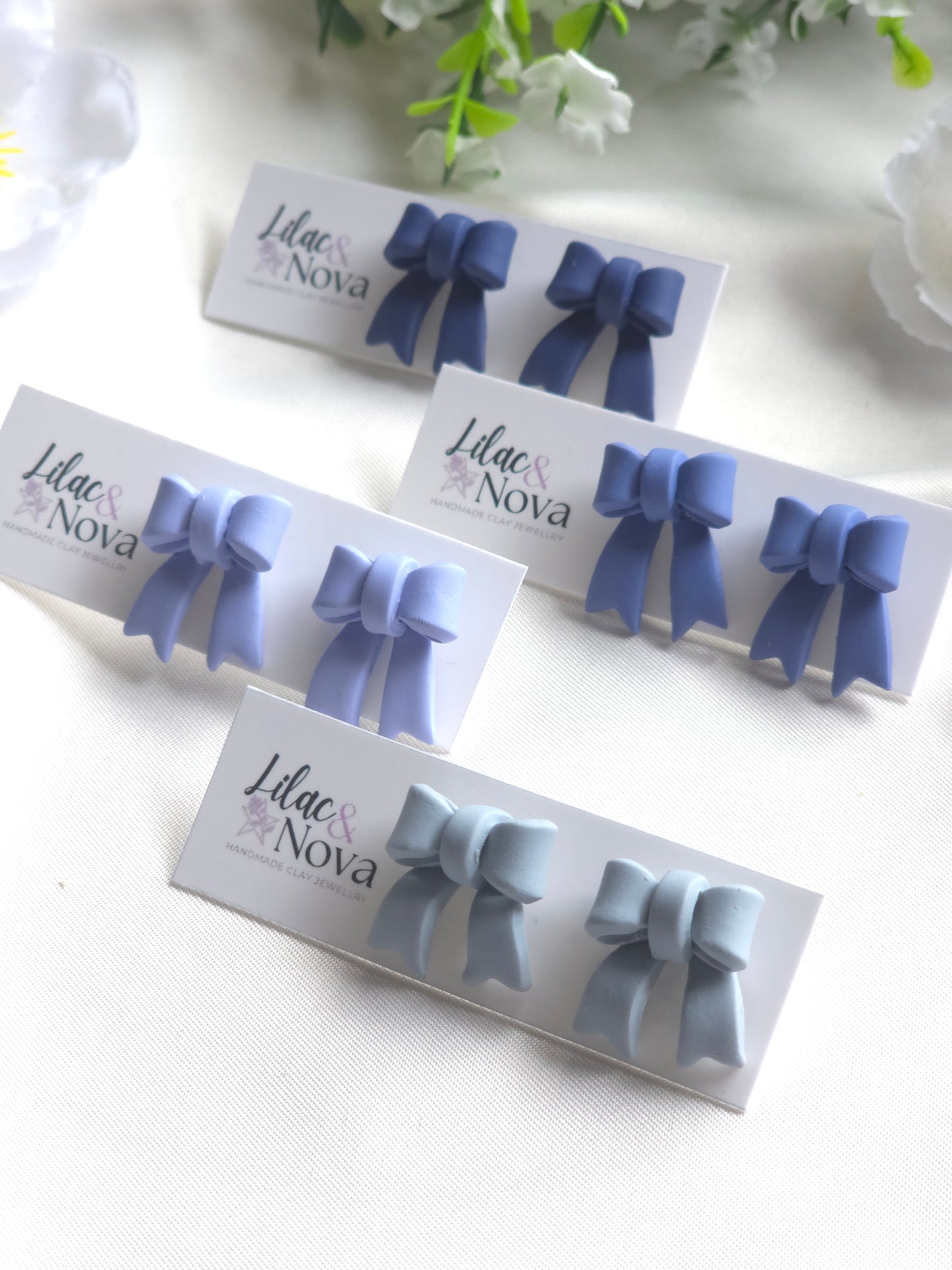 Blue Classic Petite Pastel Bow Stud