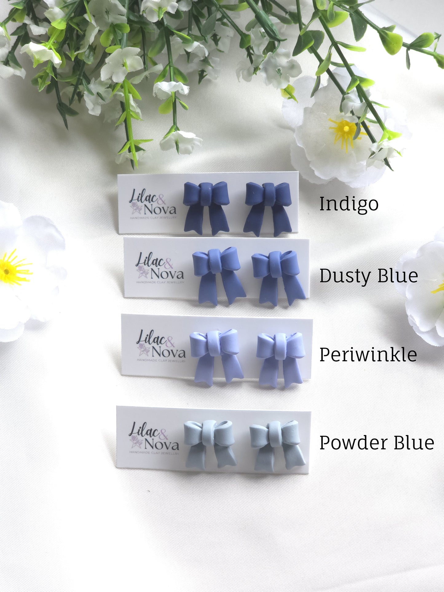 Blue Classic Petite Pastel Bow Stud