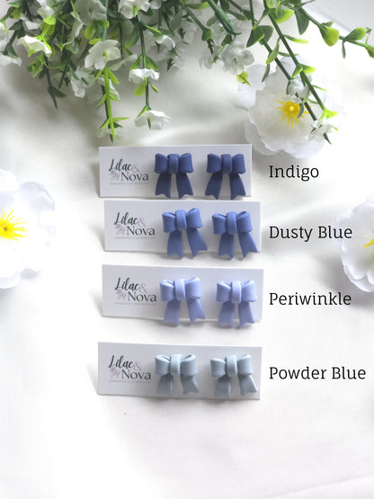Blue Classic Petite Pastel Bow Stud