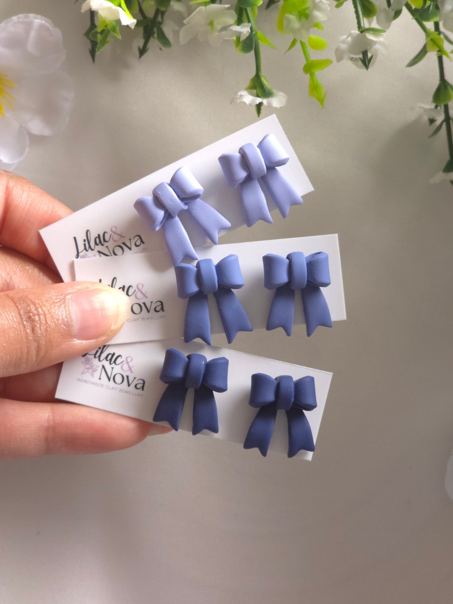 Blue Classic Petite Pastel Bow Stud