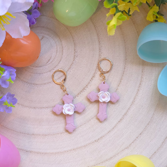 Blush Faith Cross Drop Earrings