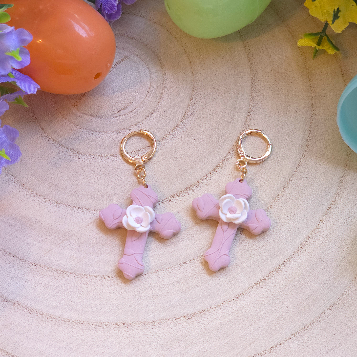 Blush Faith Cross Drop Earrings