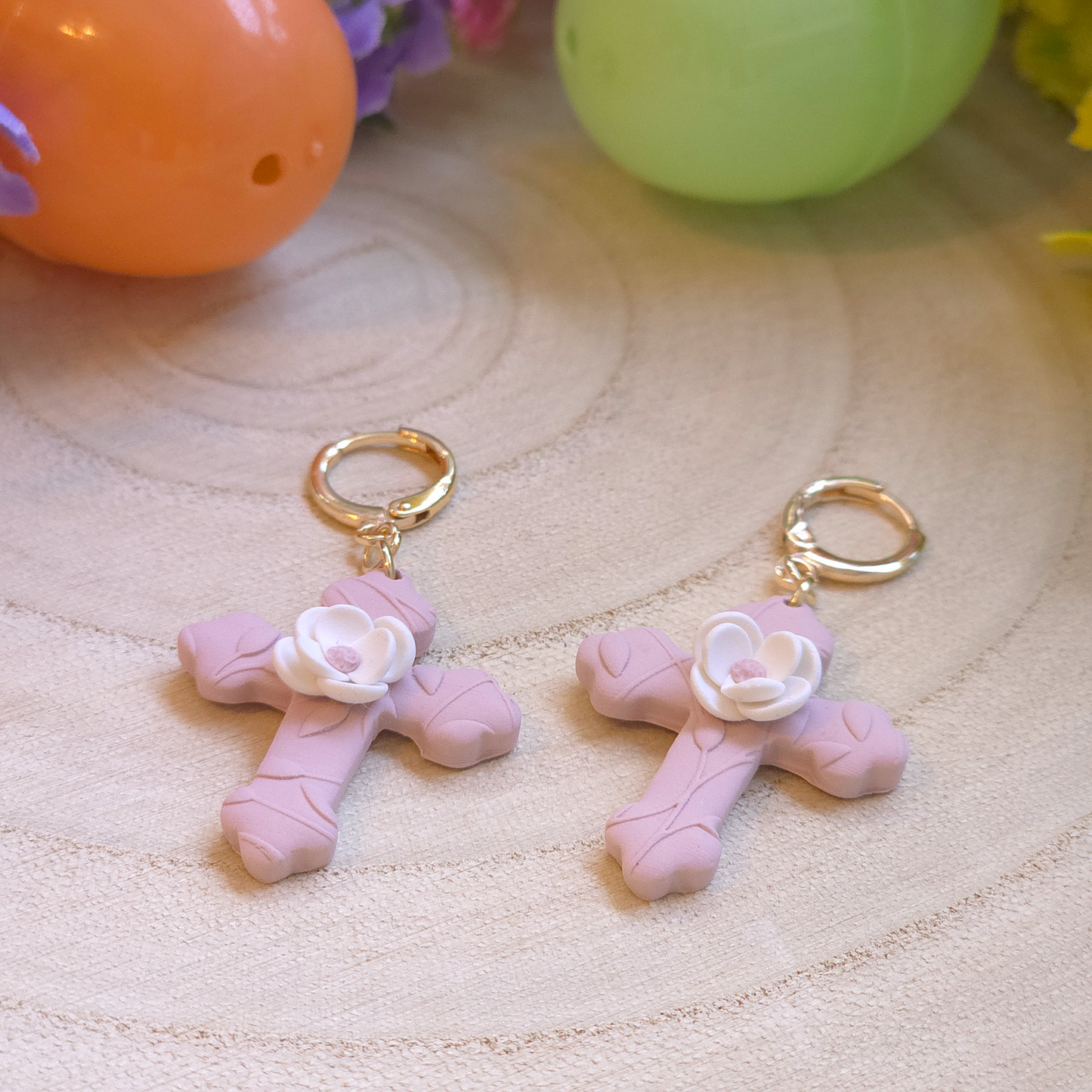 Blush Faith Cross Drop Earrings