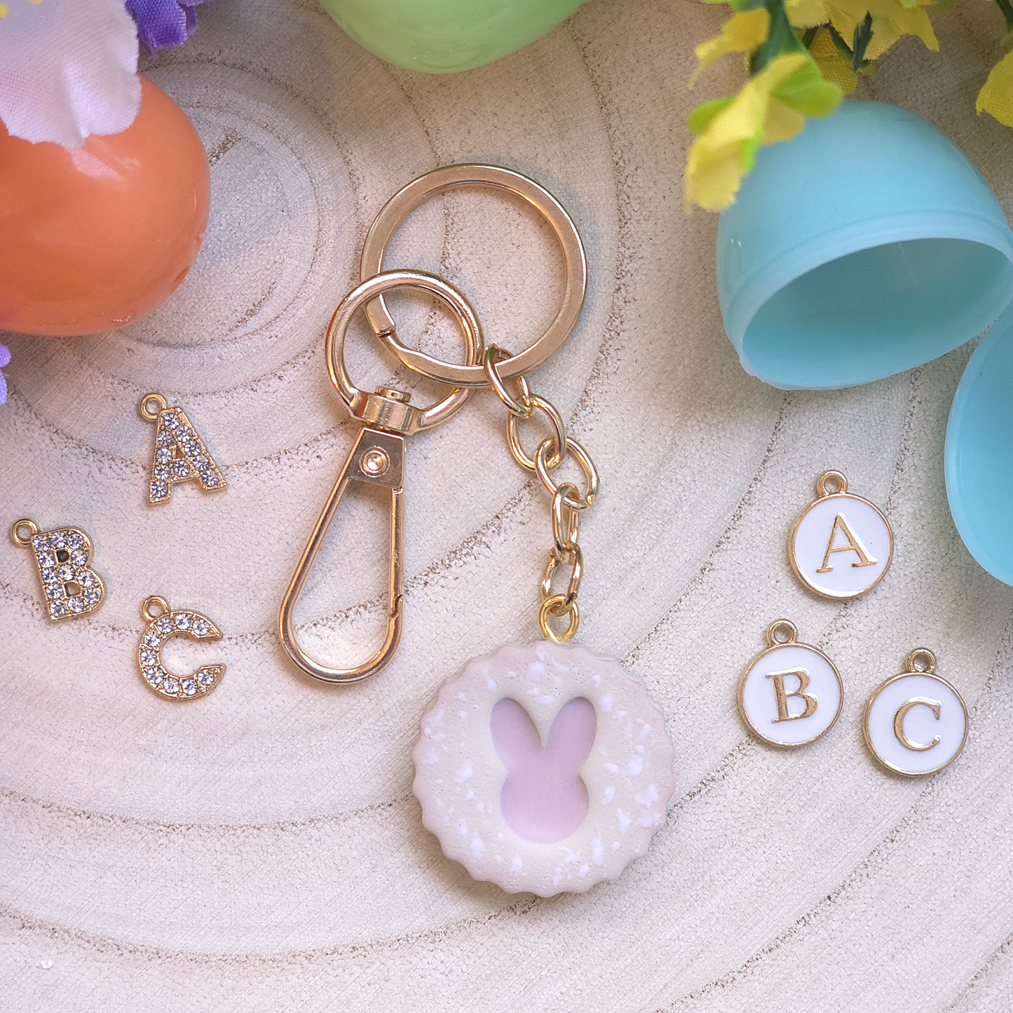 Bunny Sugar Cookie Customizable Keychain Charm