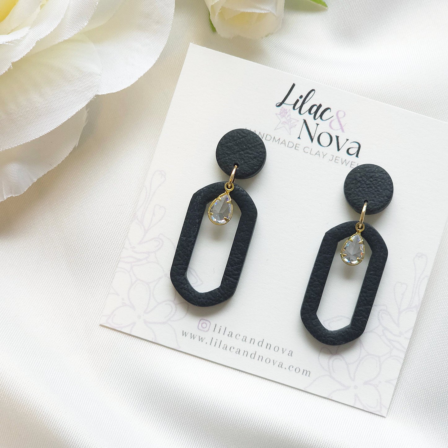 Celeste Black Gem Accent Drop Earring