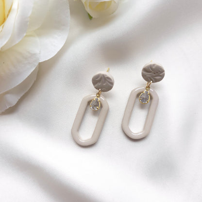 Celeste Taupe Gem Accent Drop Earring