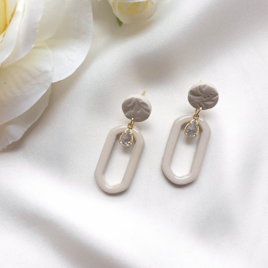 Celeste Taupe Gem Accent Drop Earring