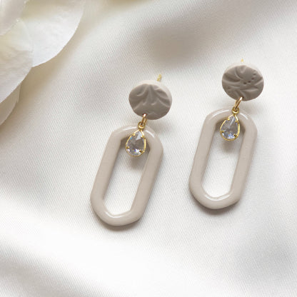 Celeste Taupe Gem Accent Drop Earring