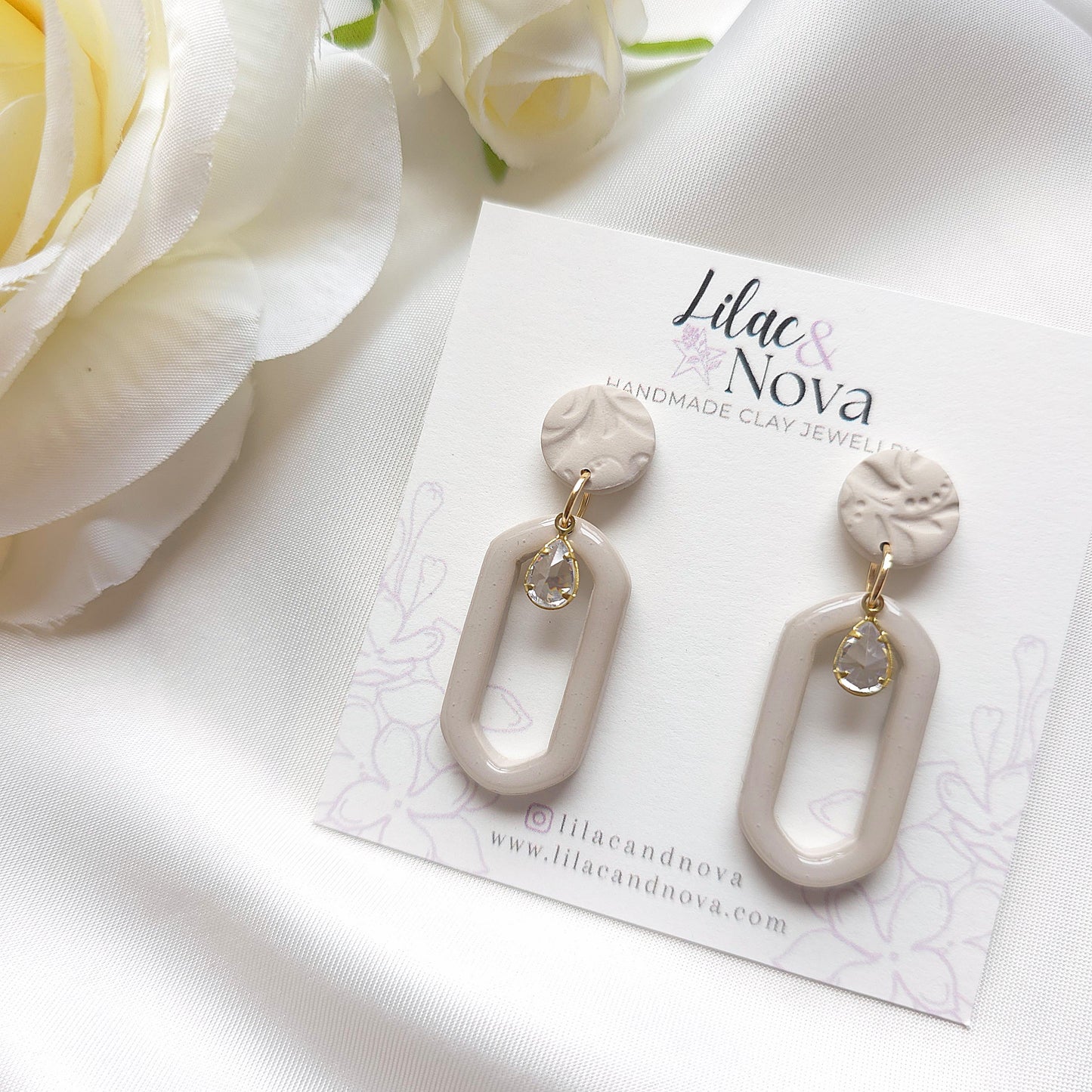 Celeste Taupe Gem Accent Drop Earring