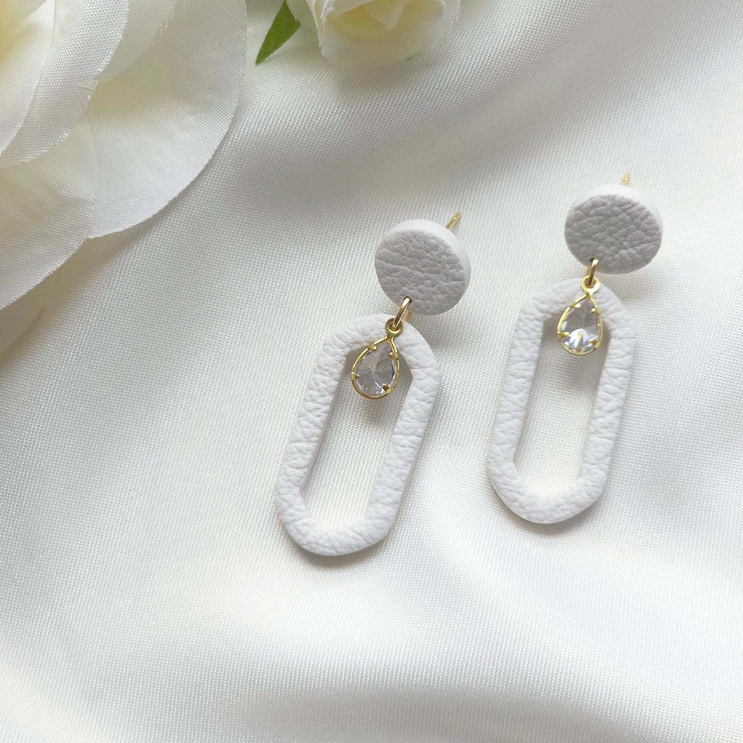 Celeste White Gem Accent Drop Earring