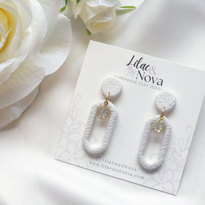 Celeste White Gem Accent Drop Earring