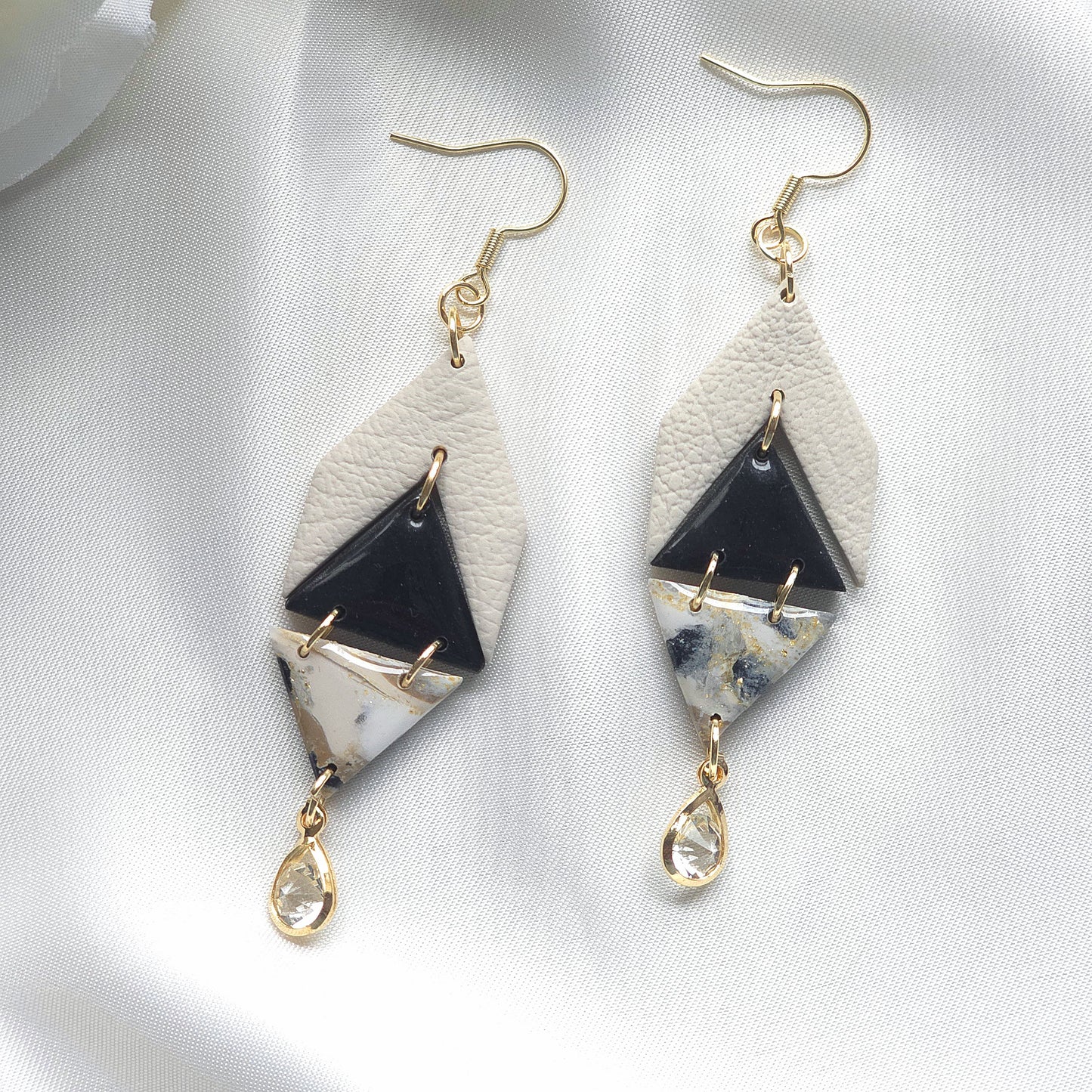 Esme Geometric Marble Style Dangle Earring