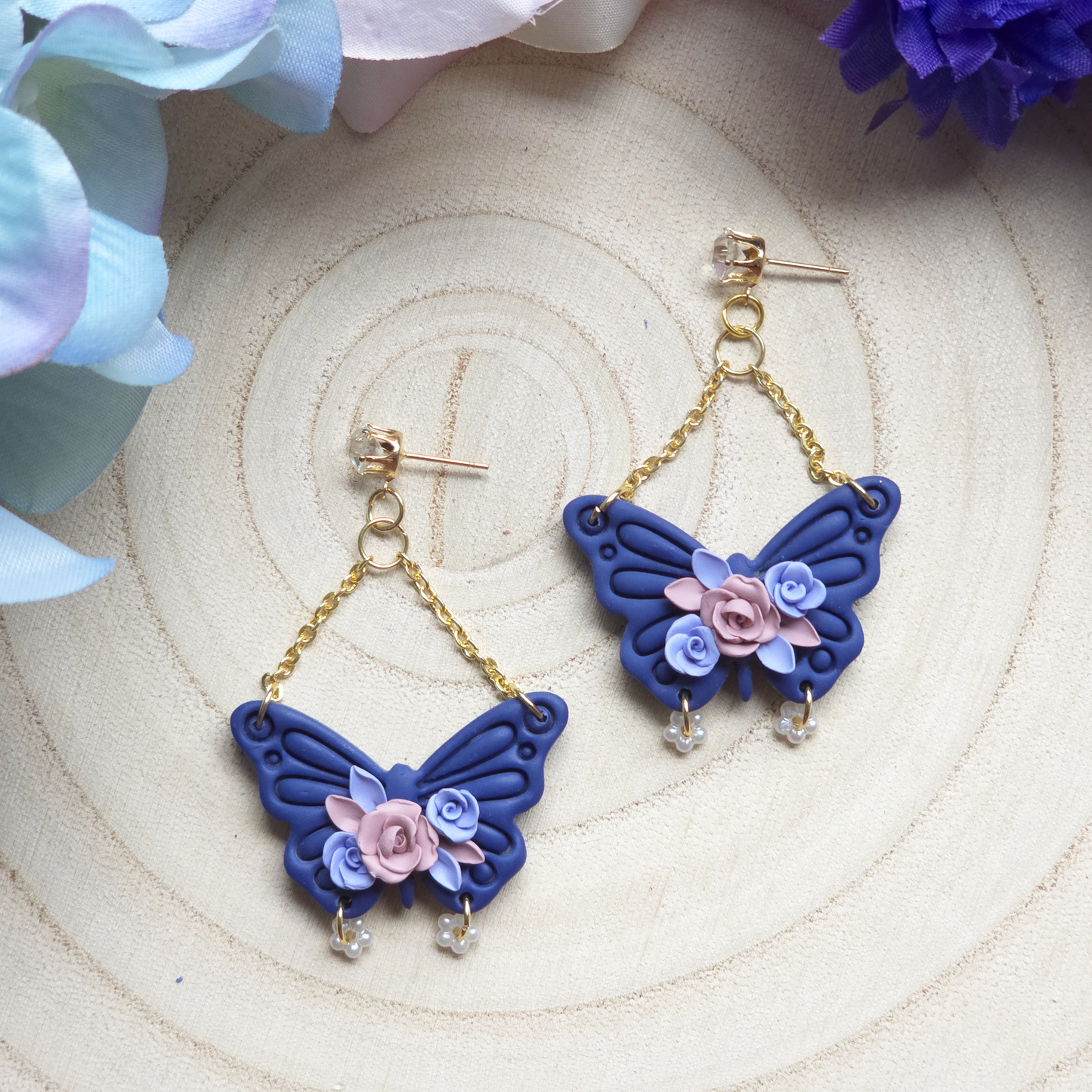 Floral Butterfly Dangle Earring