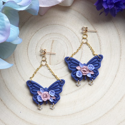 Floral Butterfly Dangle Earring