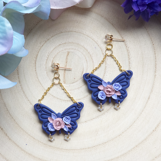 Floral Butterfly Dangle Earring