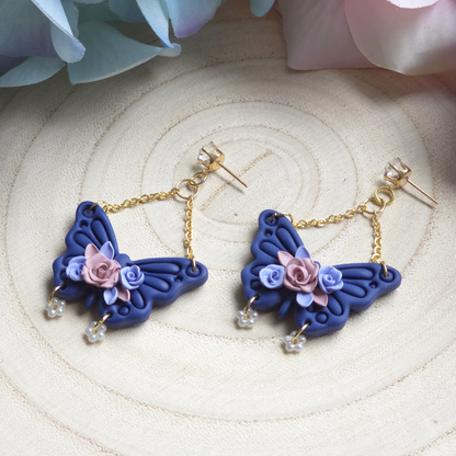 Floral Butterfly Dangle Earring