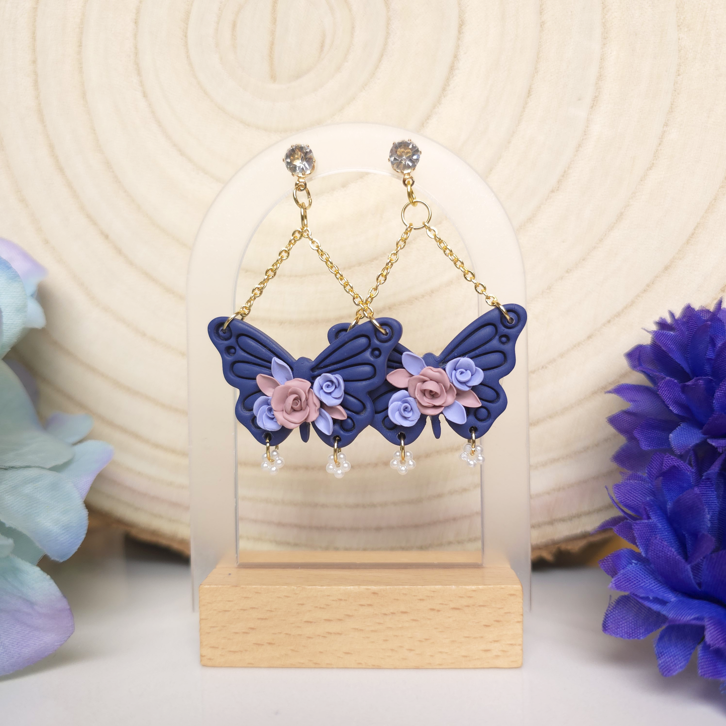 Floral Butterfly Dangle Earring