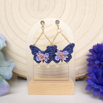Floral Butterfly Dangle Earring