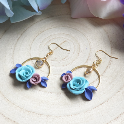 Floral Hoops Gem Accent Earring