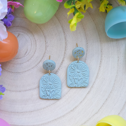 Green Daisy Arch Drop Earrings