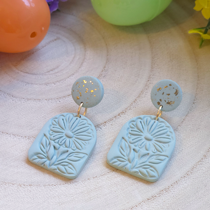 Green Daisy Arch Drop Earrings