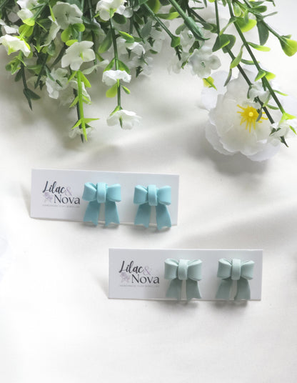 Green Classic Petite Pastel Bow Stud
