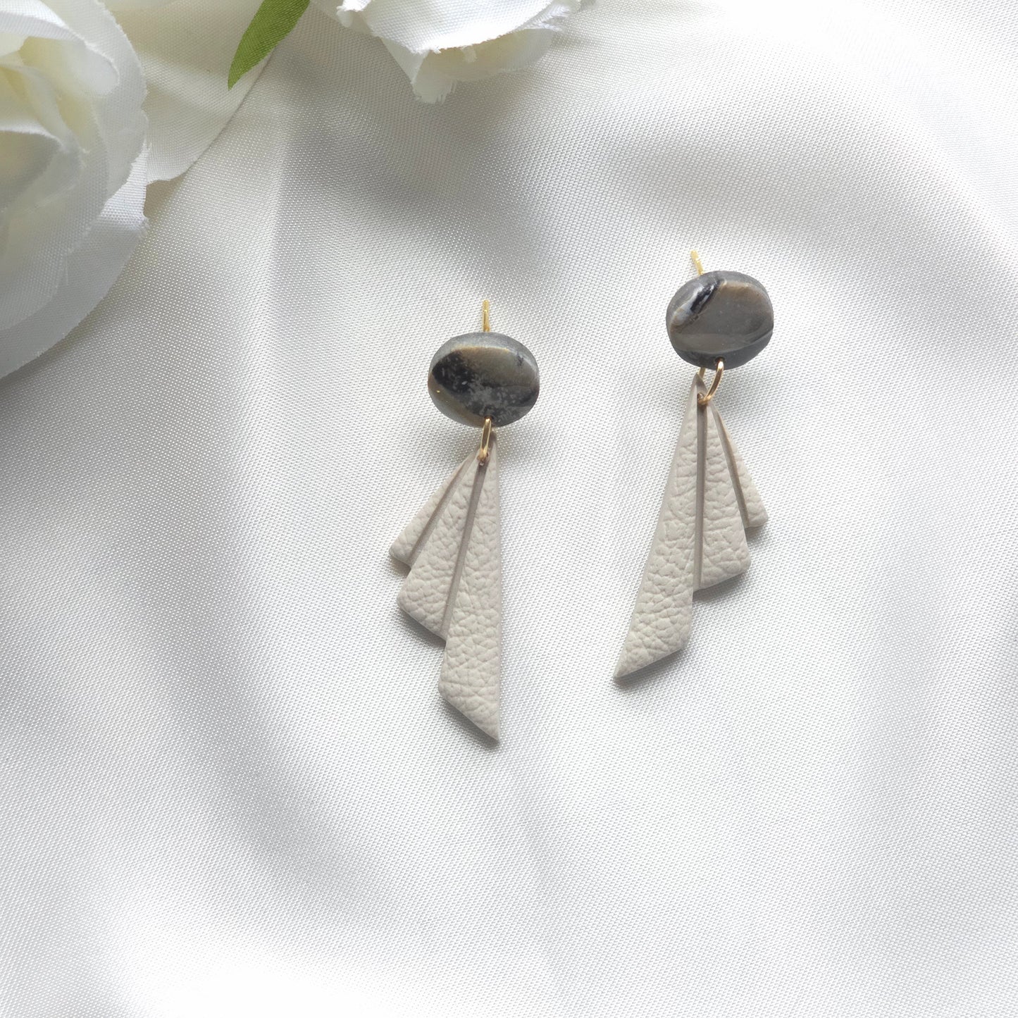 Half-Fan Style Taupe Drop Earring
