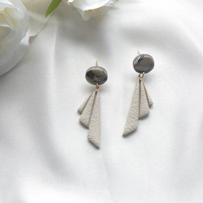Half-Fan Style Taupe Drop Earring