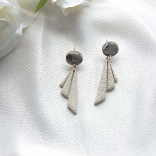 Half-Fan Style Taupe Drop Earring