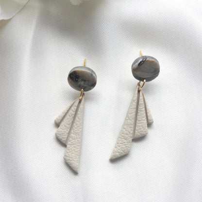 Half-Fan Style Taupe Drop Earring