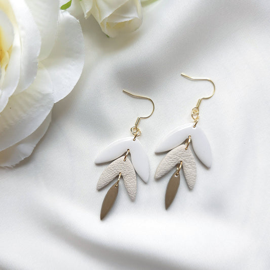 Ivy White Brown and Taupe Dangle Earring