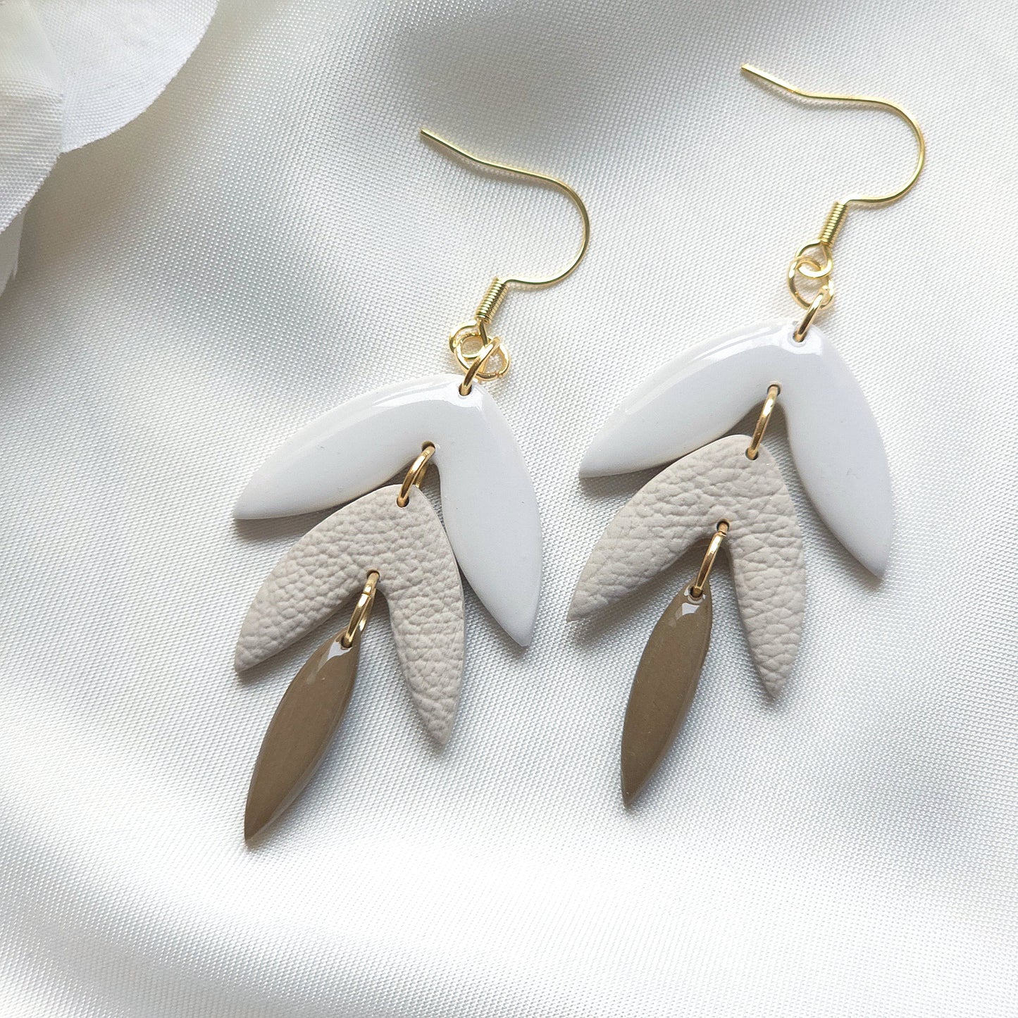 Ivy White Brown and Taupe Dangle Earring