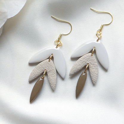 Ivy White Brown and Taupe Dangle Earring