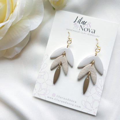 Ivy White Brown and Taupe Dangle Earring