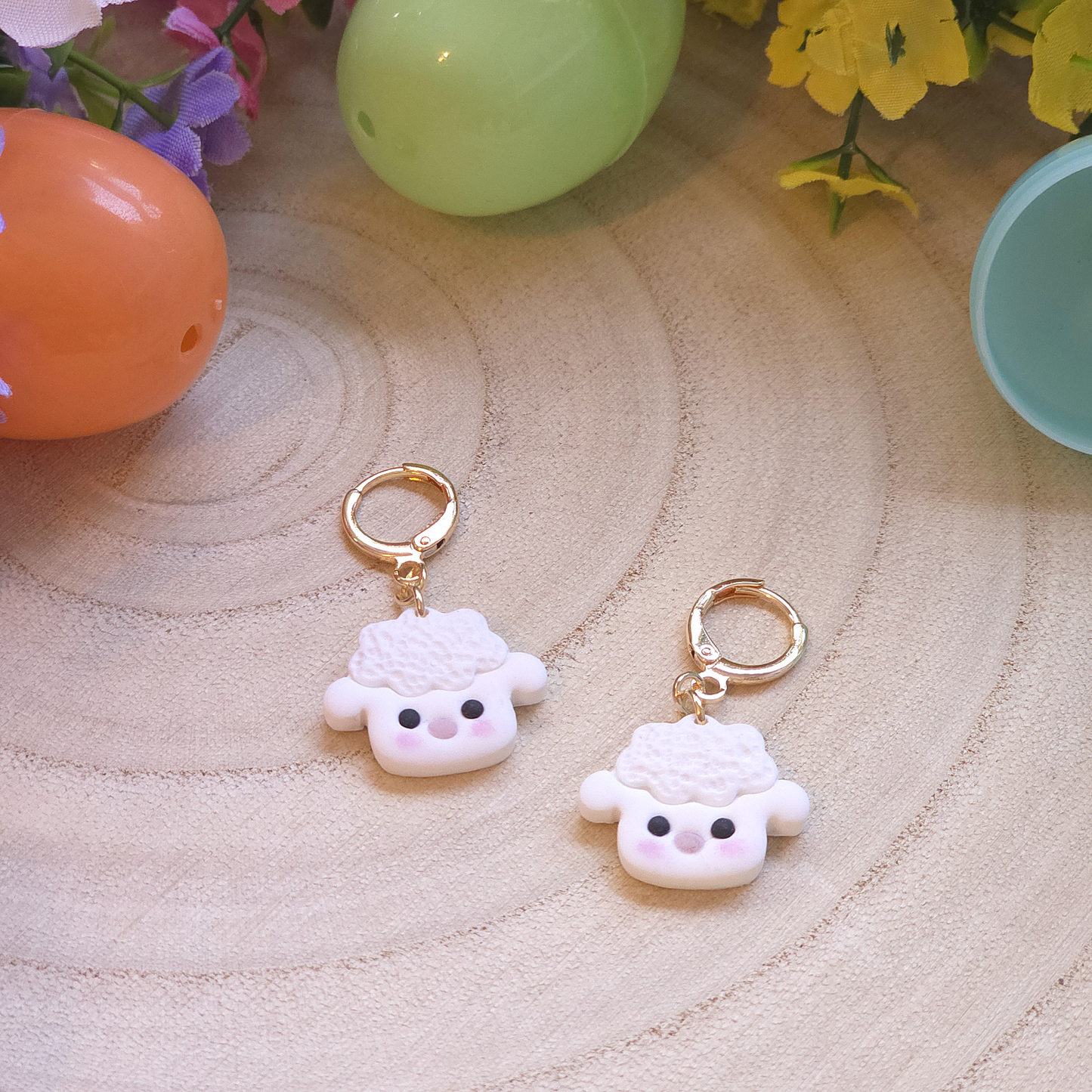 Baby Lamb or Chick Huggie Earrings
