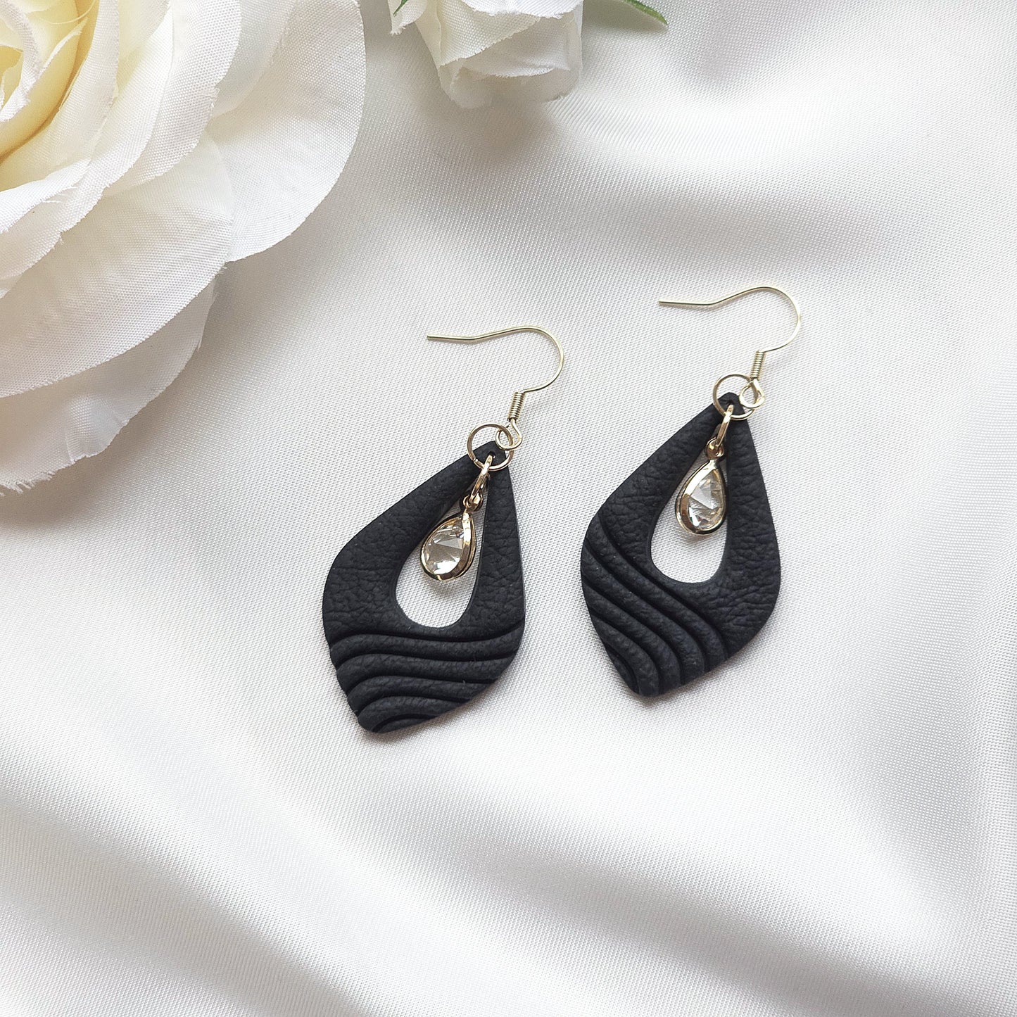 Luna Black Gem Accent Drop Earring