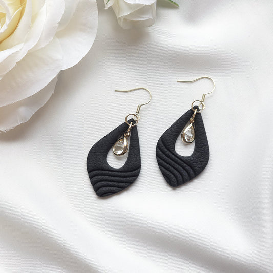 Luna Black Gem Accent Drop Earring