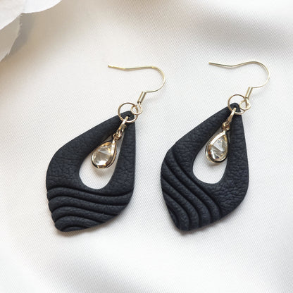 Luna Black Gem Accent Drop Earring