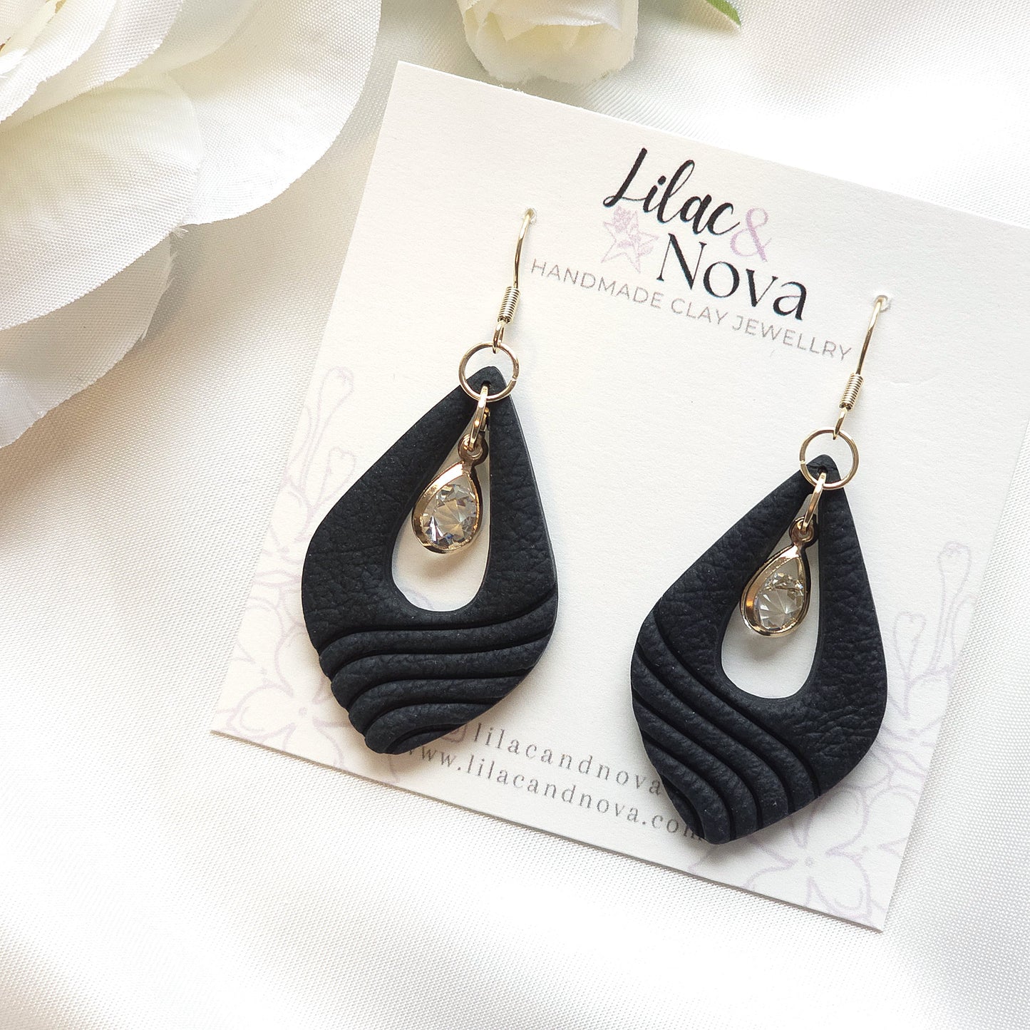 Luna Black Gem Accent Drop Earring
