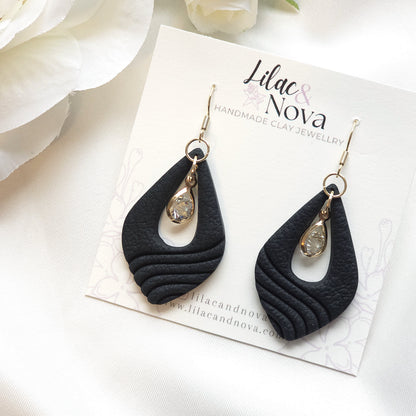 Luna Black Gem Accent Drop Earring