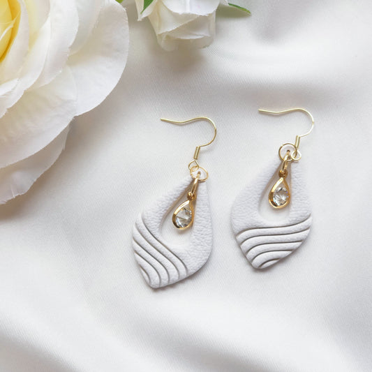 Luna White Gem Accent Drop Earring